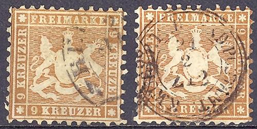 Wuerttemberg  #39 and #39a  used  VF