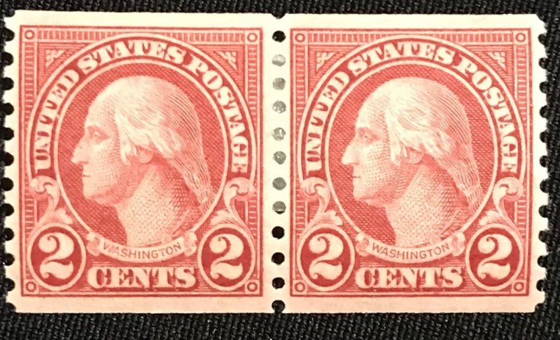 US #599 *MH* Coil Pair George Washington SCV $.75 L15
