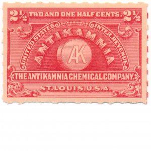 Antikamnia Chemical 2 1/2c U.S. Internal Revenue RS278 Private Die, Mint F/VF NH