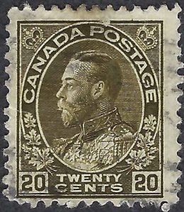 Canada #119 20¢ King George V (1925). Olive green. Very good centering. Used.