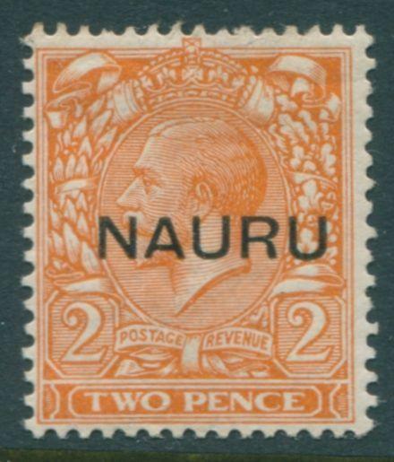 Nauru 1916 SG16 2d orange KGV die II ovpt centre MH