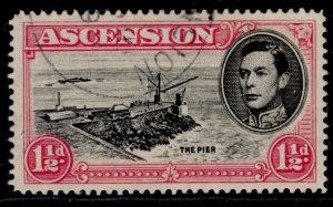 ASCENSION GVI SG40d, 1½d black & rose-carmine, FINE USED.