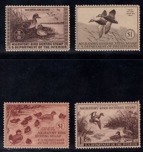 MOMEN: US STAMPS #RW6-RW9 GROUP DUCK MINT OG NH LOT #84499