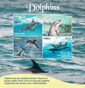 2017/12 - TUVALU -  DOLPHINS           4V    MNH **