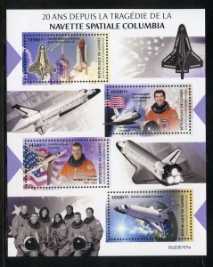 GUINEA 2023 20th ANNIV OF THE SPACE SHUTTLE COLUMBIA DISASTER SHEET MINT NH