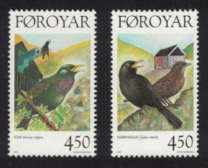 Faroe Is. Blackbird Starling Birds 2v 1998 MNH SC#330-331 SG#336-337 MI#332-333