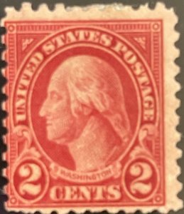 Scott #583 1924 2¢ George Washington rotary perf. 10 unused HR