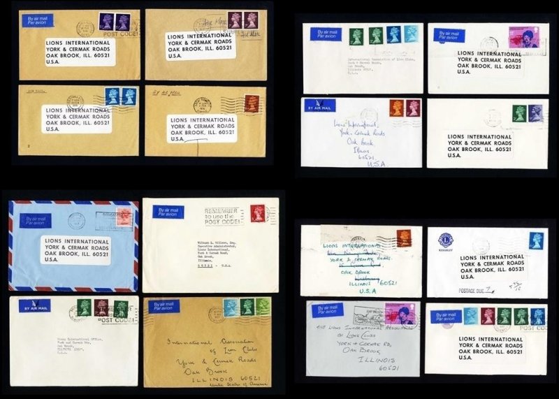 80 Lions Club of Europe Covers to Lions International, USA - 1975 to 1978