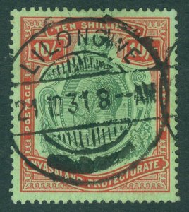 SG 96e Nyasaland protectorate 1913. 10/- green & deep scarlet/green. Fine...