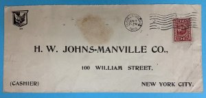 U.S., Scott #370 Used on Cover from Johns-Mansville Magnesia Asbestos Co.