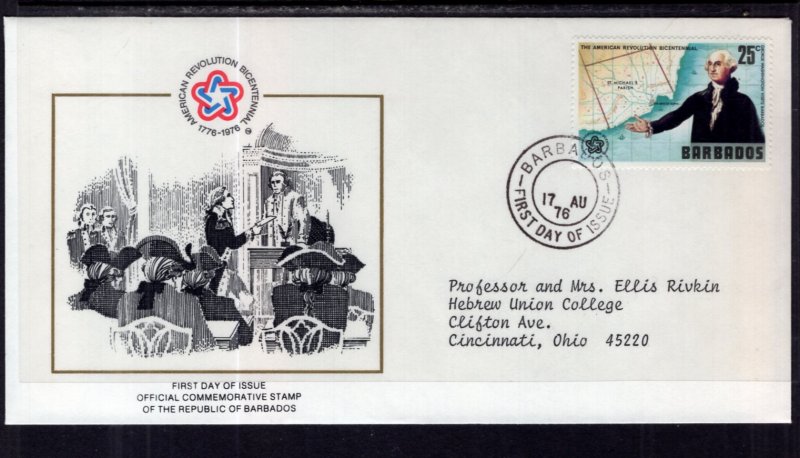 Barbados 441 US Bicentennial Typed FDC