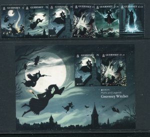 Guernsey Witches, Myths and Legends Stamp Set and Sheet MNH 2022