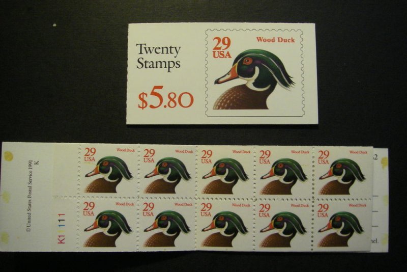 BK175, Scott 2485a, 29c Red Wood Duck, #K1111, MNH Complete Booklet