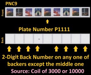 US 5811a Bridges presorted first-class 25c PNC9 P1111 2d back # MNH 2023