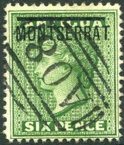 MONTSERRAT-1876-83 6d Green Sg 2 FINE USED V31480