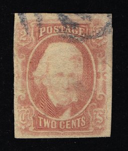 GENUINE CONFEDERATE CSA SCOTT #8 USED 2¢ BROWN RED JACKSON - ARCHER & DALY