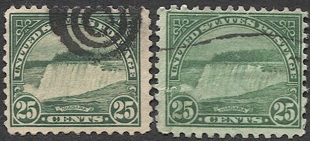 US 1923  Sc 568,699  25c Niagara Falls  Used  F-VF, shades