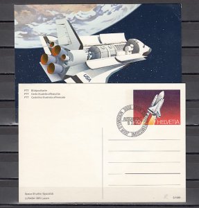 Switzerland, 1981 issue. Space Shuttle Post Card, First day cancel. ^