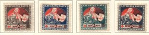 Latvia Sc B13-16 1921 Mercy & Wounded Soldier new value overprint stamp set mint