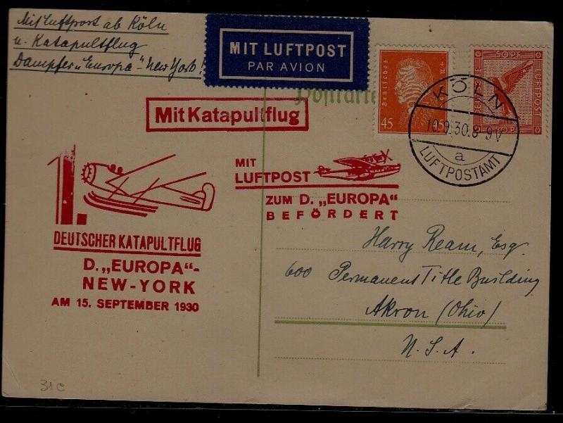 Germany Catapult card 15.9.30 signed Joffe,light creases