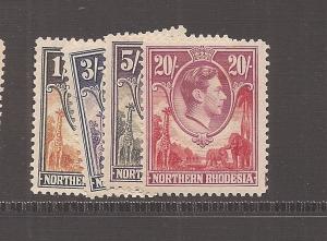 Northern Rhodesia KGVI Animals SG 40,42-3,45 MNH (6avi)