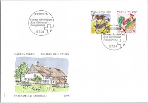 Switzerland, Worldwide First Day Cover, Birds, Animals