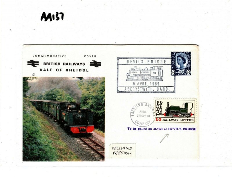 GB WALES RAILWAY *Vale of Rheidol*&*Tallyllyn* DEVILS BRIDGE BR Cover 1969 AA137