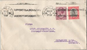 South Africa 1d Riebeek's Ship, Drommedaris and 2d KGV 1927 Johannesburg to C...