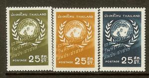 Thailand, Scott #'s 330-332, UN Day, MNH