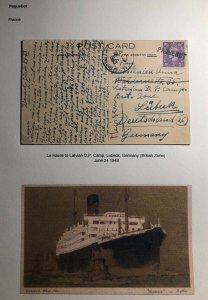 1948 Le Havre France Paqueboat Postcard Cover To Latvian DP Camp Lubeck Germany