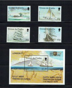 Tristan da Cunha: 2000, Visit of Cutty Sark, Stamp Show London  MNH set. + M/S