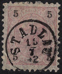 Austria - 1890 - Scott #54 - used - STADLAU thimble pmk