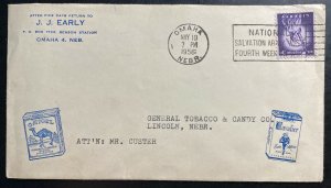 1956 Omaha NB USA Advertising Cover To Lincoln Camel Cavalier Cigarettes