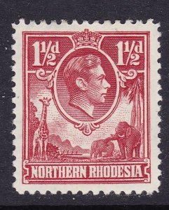 Northern Rhodesia Scott 29, 1938 KGVI 1.5 d Carmine, VF MLH