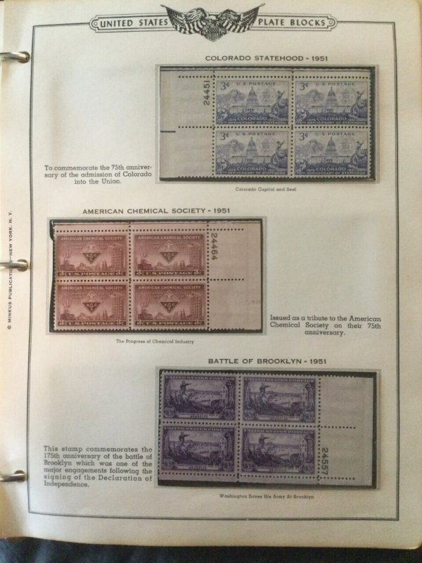 1. Minkus Album of U.S. Commemorative Mint,OG,NH/LH Plate Blocks... SCV $171.00