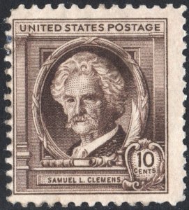 SC#863 10¢ Famous Americans: Mark Twain Single (1940) MNH