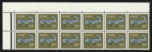 IRELAND 1968 Stag 9d block, variety 'scratch under stag'. MNH **.