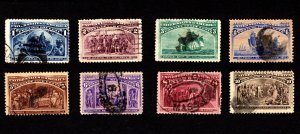 1893, US, Columbian Issue 1c-10c, Nice condition used set, Sc 230-237