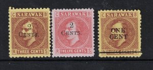 Sarawak SG# 27, 32, & 33 Mint No Gum - S20584