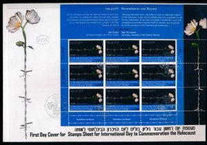 ISRAEL 2008 HOLOCAUST REMEMBRANCE DAY FULL SHEET FDC