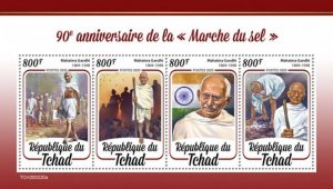 Chad - 2020 Mahatma Gandhi Salt March - 4 Stamp Sheet - TCH200220a