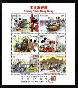 Grenada-Sc#2608-unused NH sheet-Disney-Mickey visits Hong