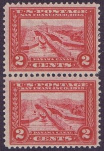 US 398, PAIR OG NH, DEEP CARMINE 2c, PANAMA CANAL, 1913-1915