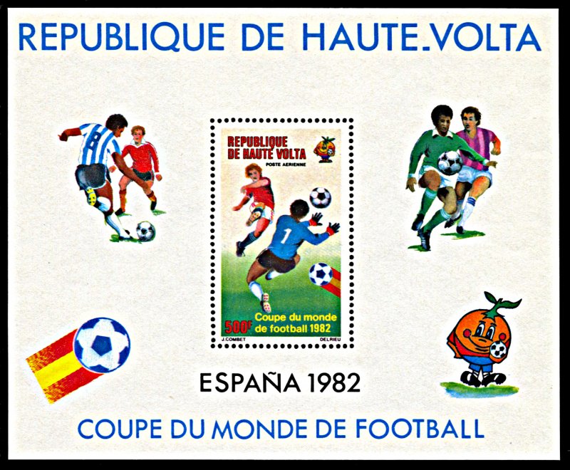 Upper Volta C272, MNH, Spain 1982 World Cup Football Championship souvenir sheet