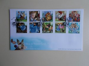 2015 Alice in Wonderland Set on First Day Cover + Hatton Gardens Birmingham SHS