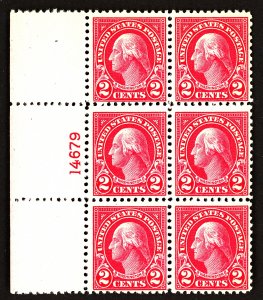 U.S. #554 MINT PL# Block OG NH 