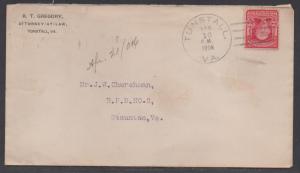 **US 20th Century Advertising Cover, Scott #319, Turnstall, VA,  4/16/1906, RFD2