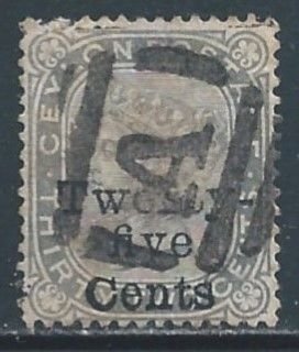 Ceylon #107 Used 32c Queen Victoria Surcharged 25c