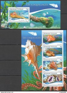 2015 Togo Marine Life Seashalls Coquillages Kb+Bl ** Tg159