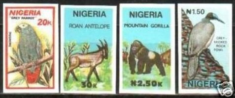 1990 Nigeria 561-64 imperf. / Fauna rare